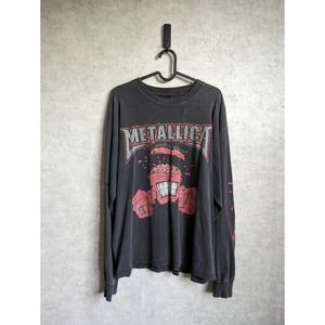 Vintage 1990’s Metallica Brain & Blood Distressed Black Long Sleeve Shirt Size L